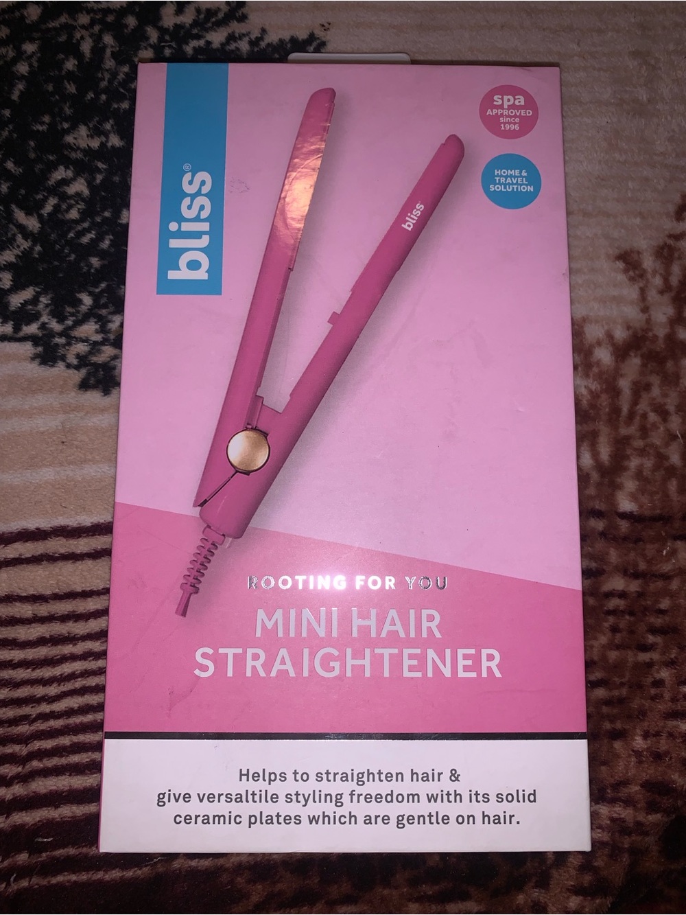 Bliss Pink Mini Hair Straightener Travel Flat Iron